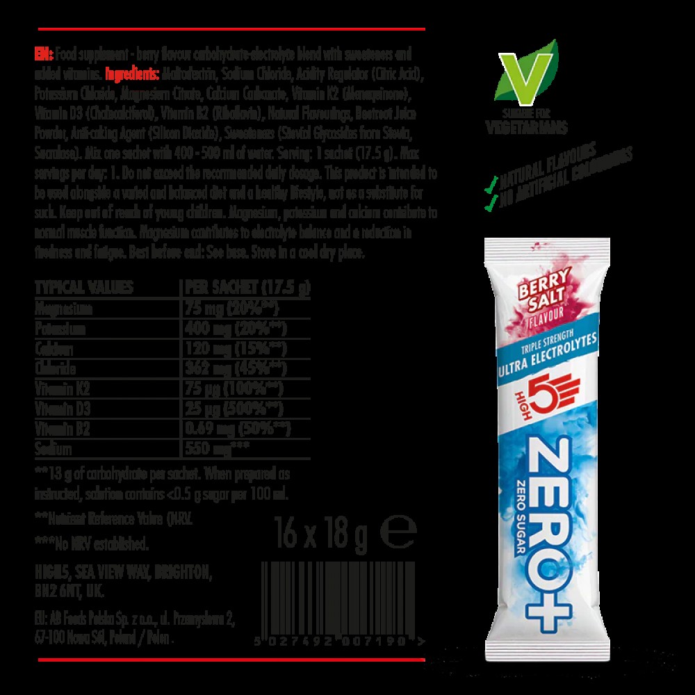 High 5 Zero+Ultra Electrolytes Berry Salt 16x17.5g